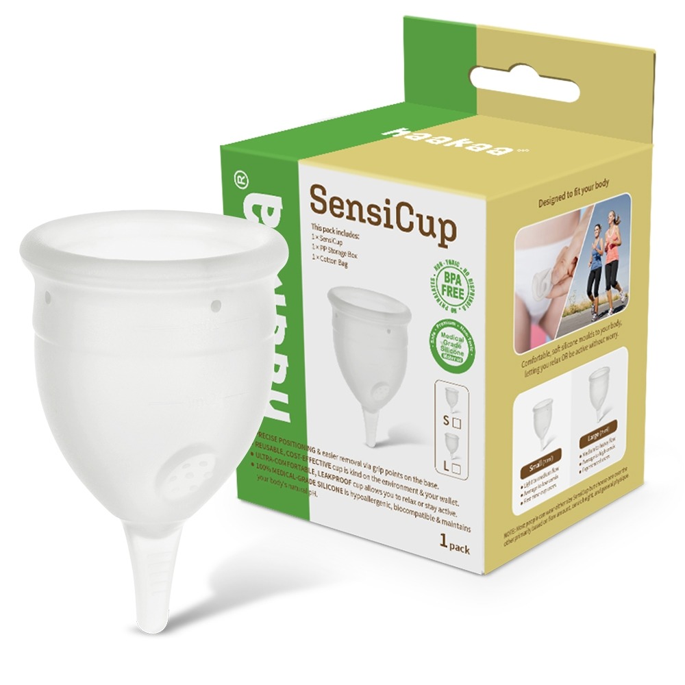 Haakaa Menstrual Cup FDA Approved Medical Grade Silicone Feminine Hygiene Period Cup SensiCup - Frosted (20ml/25ml)