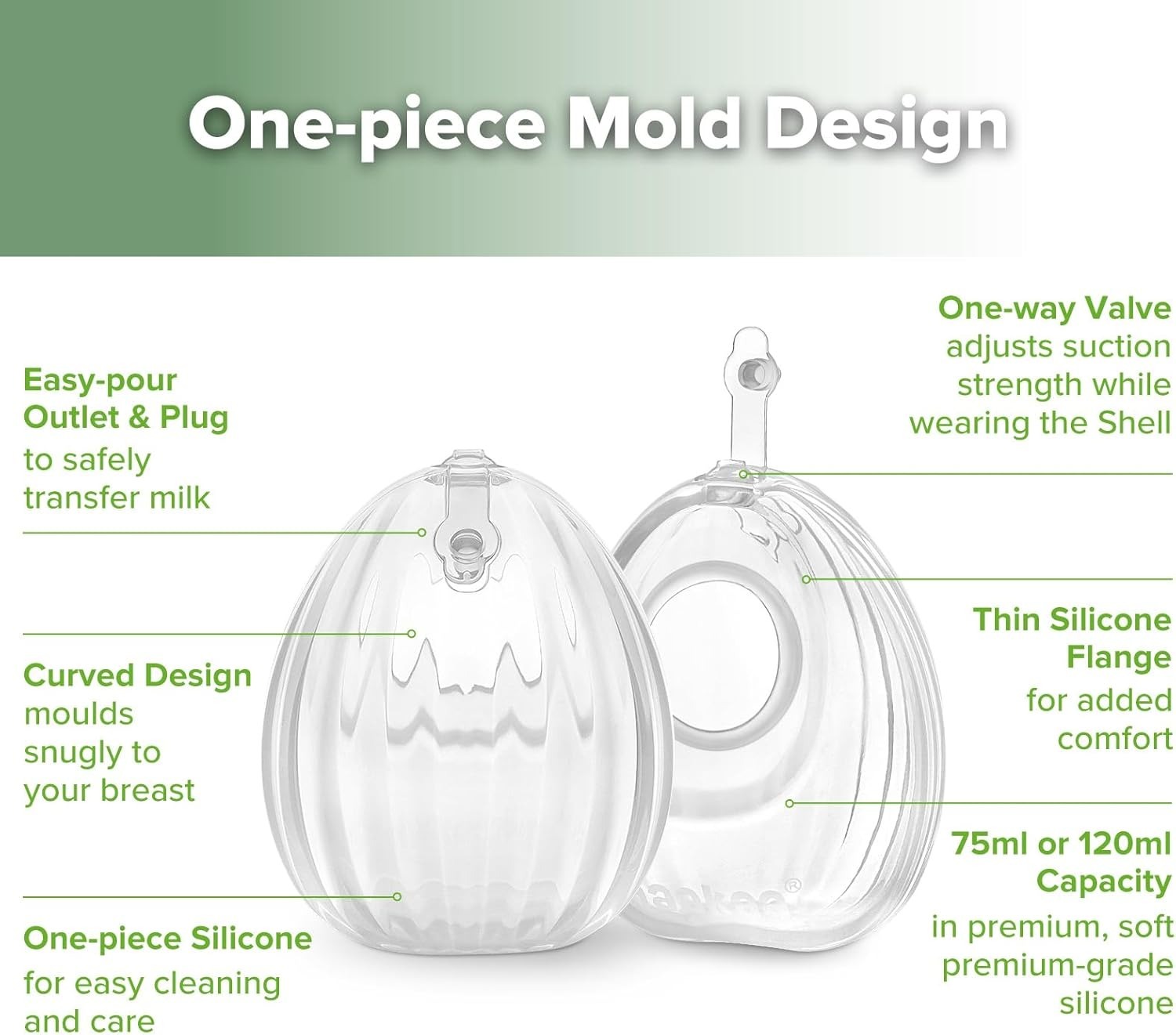 Haakaa Shell Wearable Silicone Pump Milk Collector - 75ml