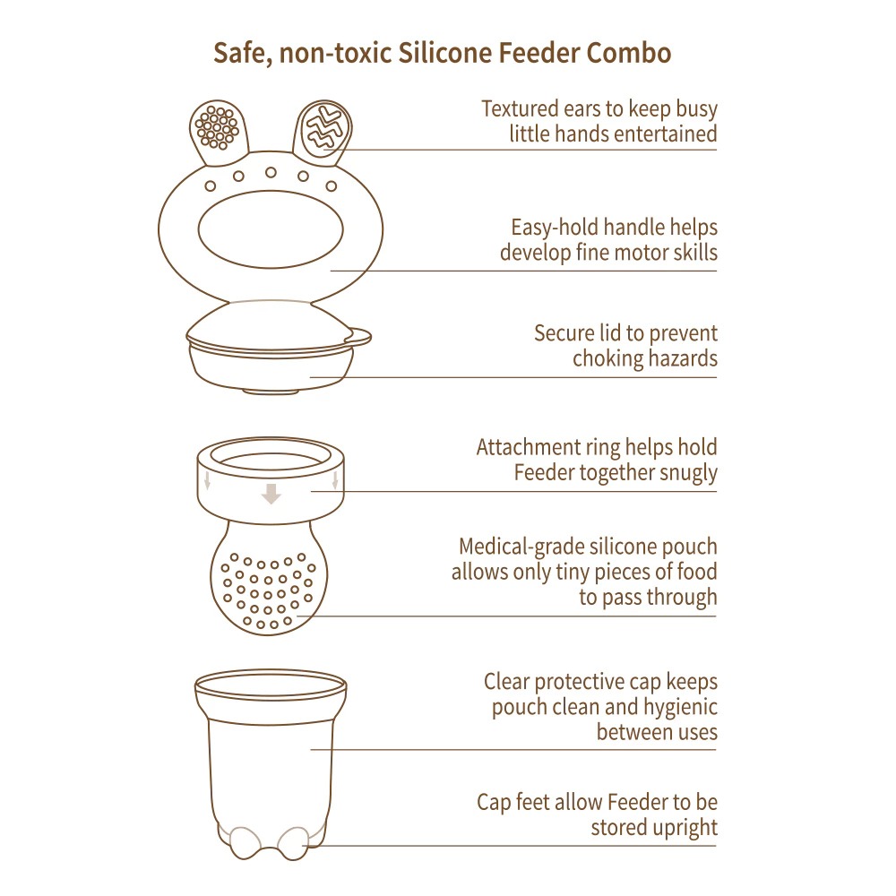 Haakaa Fresh Food Feeder Teether - Freeze-N-Feed Mini Combo - Silicone Feeder + Mini Tray