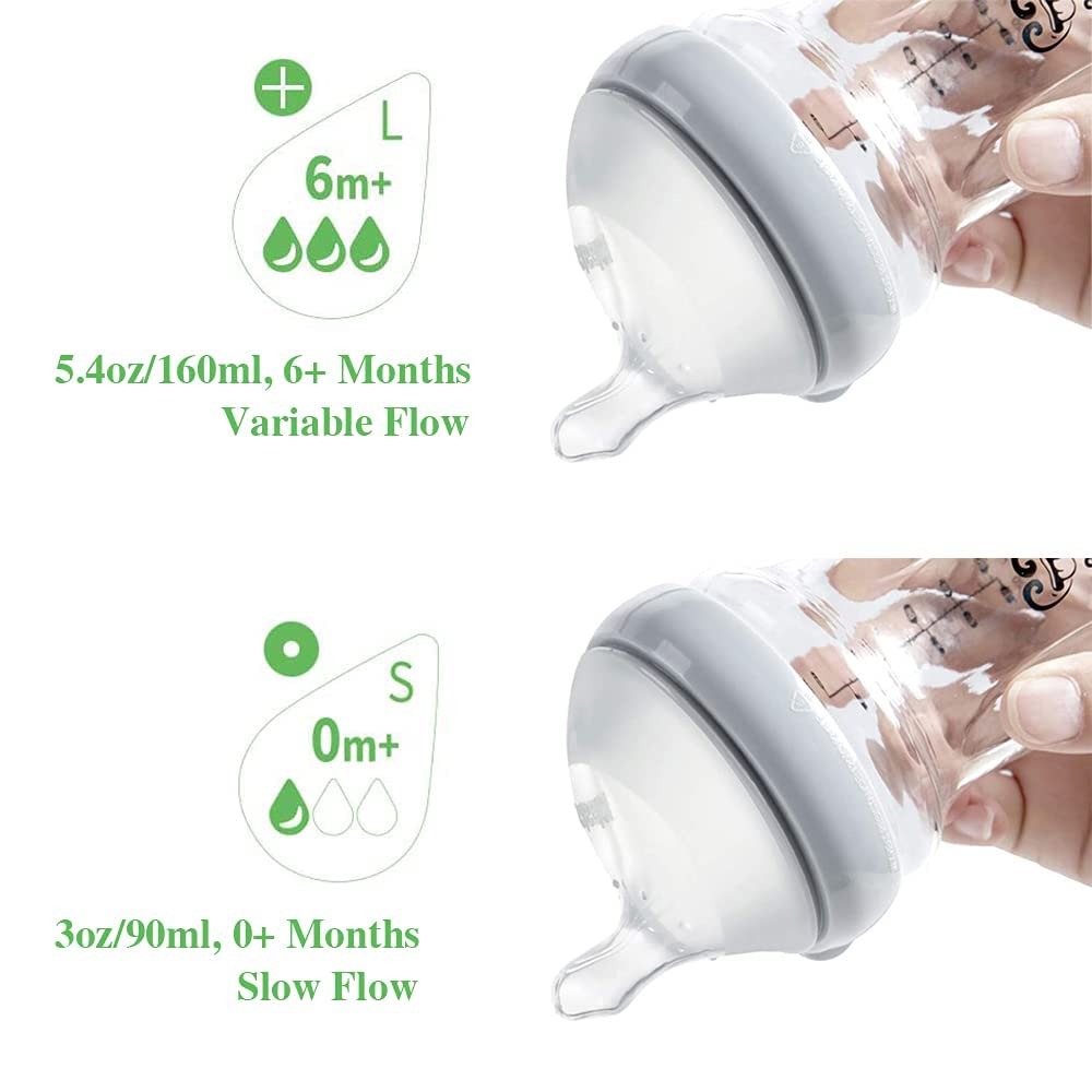 Haakaa GEN 3 Glass Baby Bottle 90ml (0m+) / 160ml (6m+)