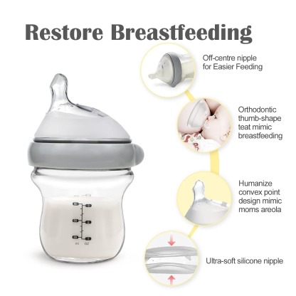 Haakaa GEN 3 Glass Baby Bottle 90ml (0m+) / 160ml (6m+)