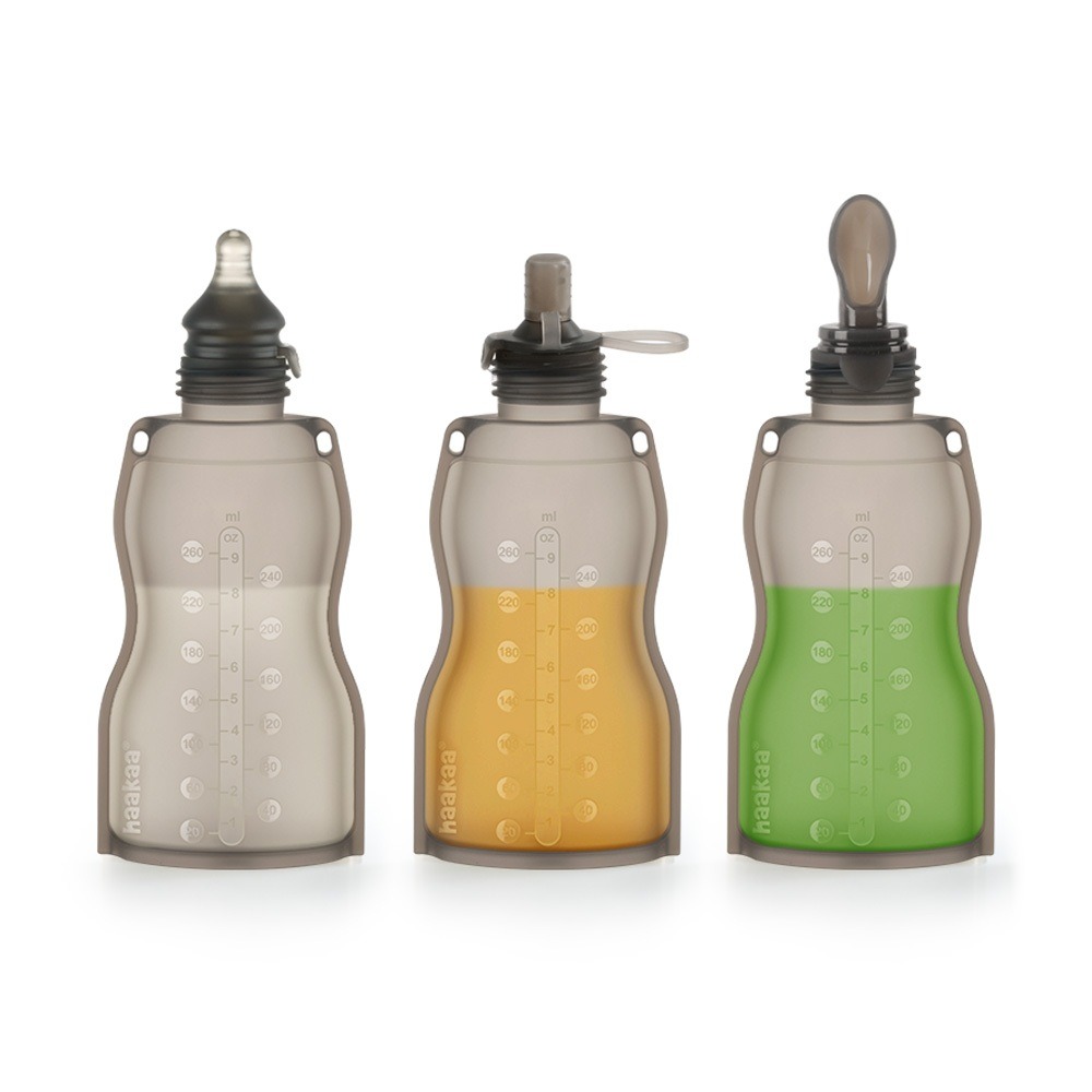 Haakaa Silicone Yummy Pouch Sippy Spout , Feeding Spoon , Stopper Lid & Squeeze & Feed Attachment