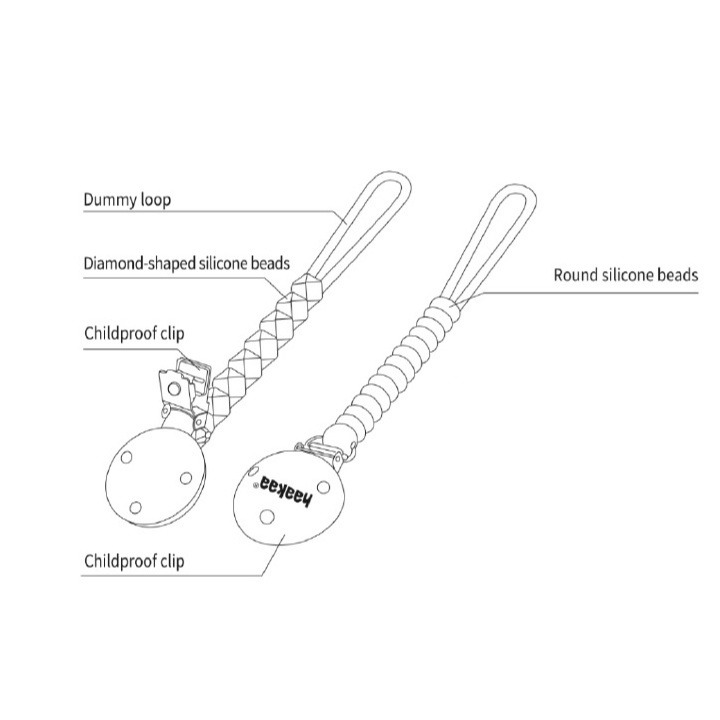 Haakaa Silicone Flexi Dummy Holder Pacifier Hanger Teether Holder Steel Clip