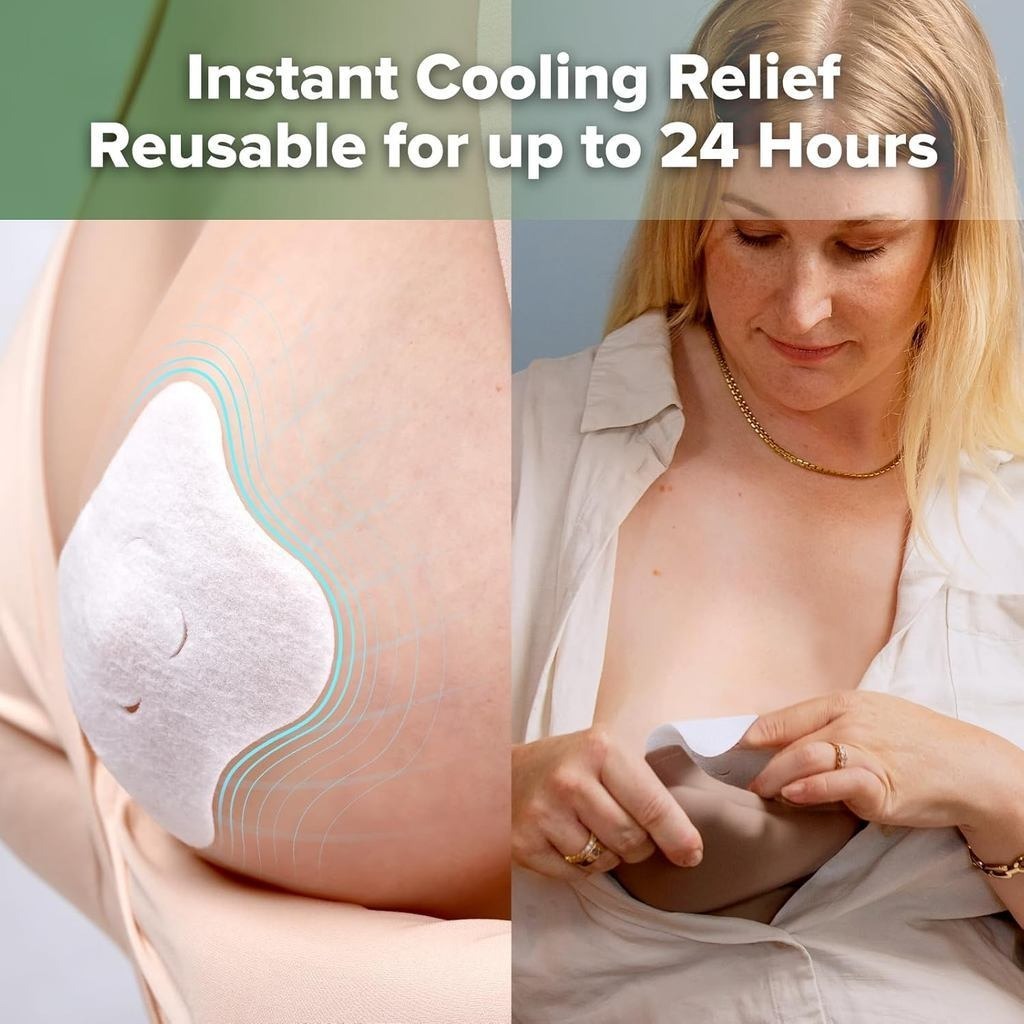 Haakaa 8pcs Hydrogel Breast Pads with Lanolin, Instant Cooling Pain Relief for Sore or Crack Nipples from Breastfeeding