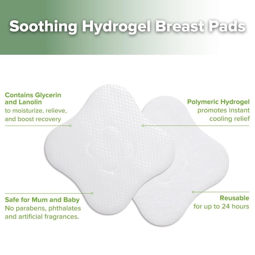 Haakaa 8pcs Hydrogel Breast Pads with Lanolin, Instant Cooling Pain Relief for Sore or Crack Nipples from Breastfeeding