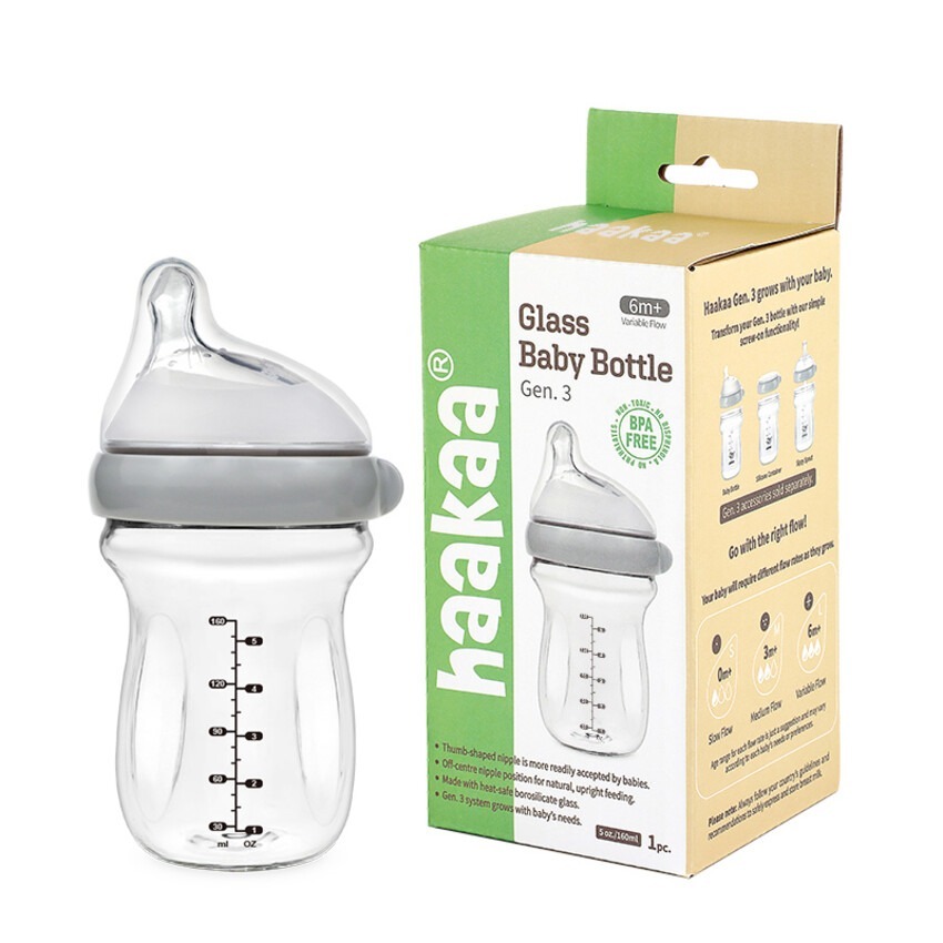 Haakaa GEN 3 Glass Baby Bottle 90ml (0m+) / 160ml (6m+)