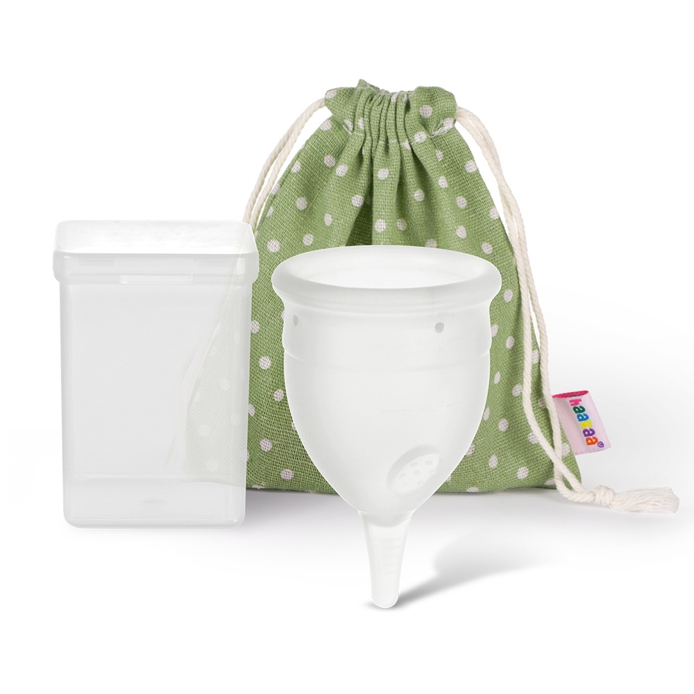 Haakaa Menstrual Cup FDA Approved Medical Grade Silicone Feminine Hygiene Period Cup SensiCup - Frosted (20ml/25ml)