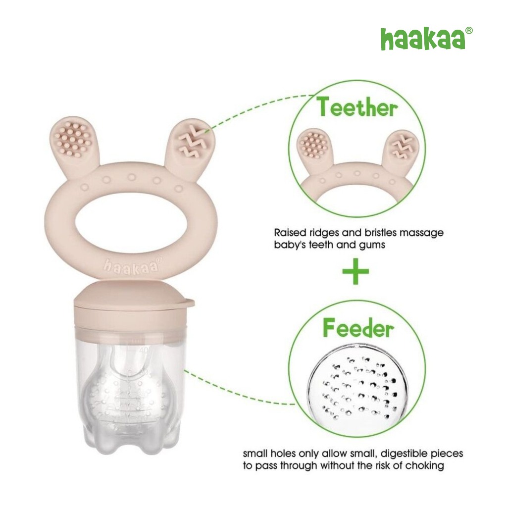 Haakaa Fresh Food Feeder Teether - Freeze-N-Feed Mini Combo - Silicone Feeder + Mini Tray