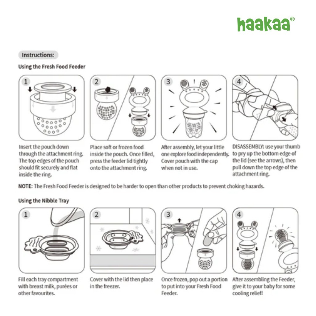 Haakaa Fresh Food Feeder Teether - Freeze-N-Feed Mini Combo - Silicone Feeder + Mini Tray