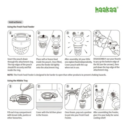 Haakaa Fresh Food Feeder Teether - Freeze-N-Feed Mini Combo - Silicone Feeder + Mini Tray