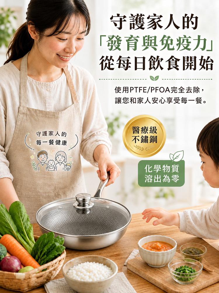 【拒絕特氟龍致癌物】無塗層精鋼煎鍋