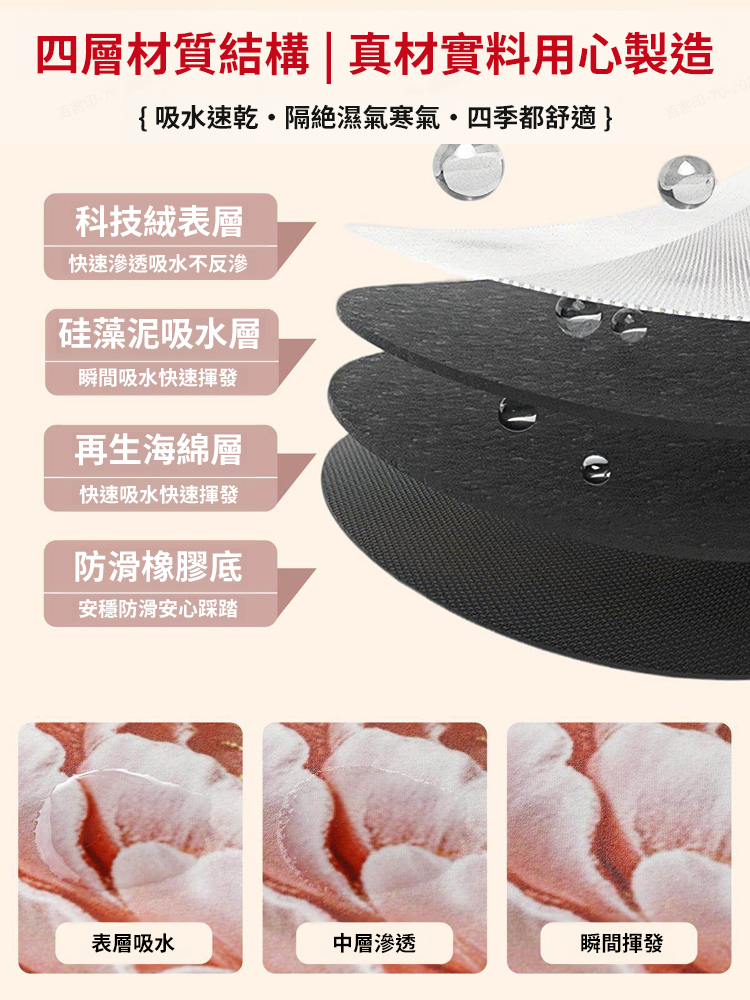 3D蝴蝶花防滑矽藻泥地墊