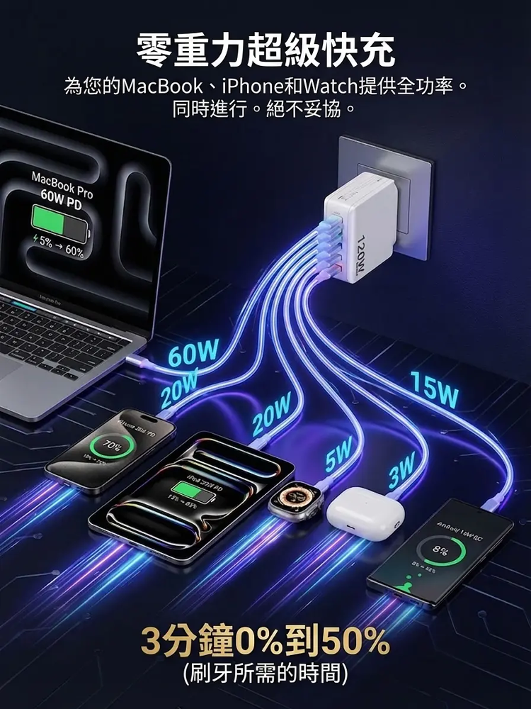 【恢復手機原始速度】六口快充插頭