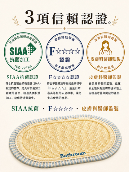 【防黴防滑吸水速乾易清洗】亞麻矽藻泥地墊