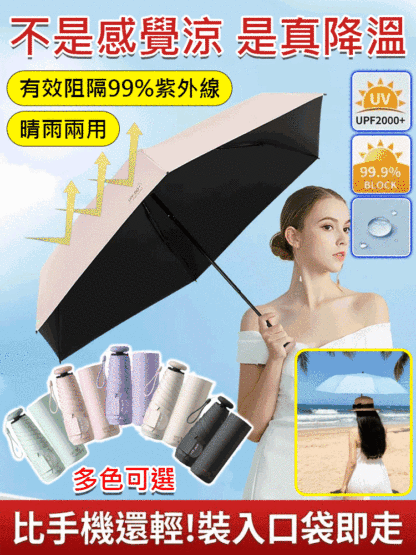 【晴雨兩用】超輕五折膠囊太陽傘