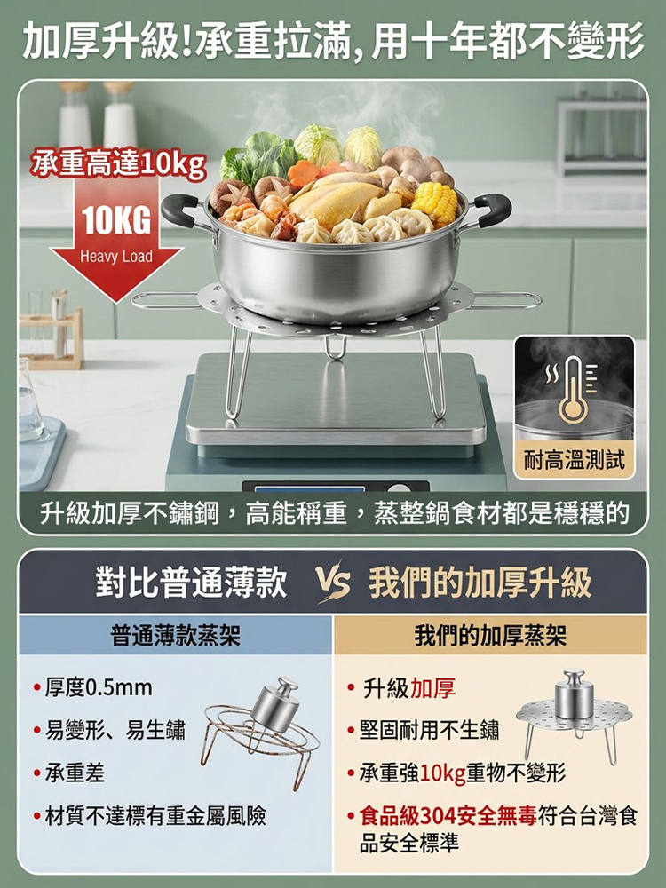 加厚不銹鋼折疊蒸架