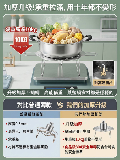 加厚不銹鋼折疊蒸架