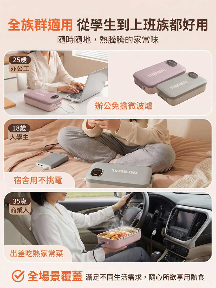 【熱飯神器】免注水加熱304電熱飯盒USB