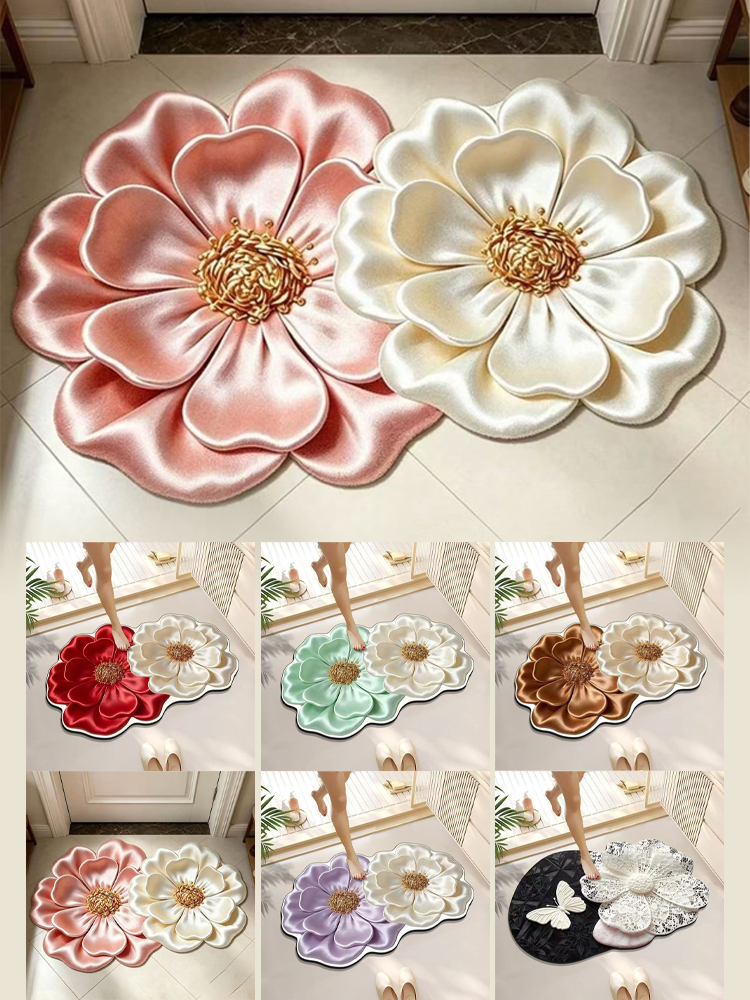 3D蝴蝶花防滑矽藻泥地墊