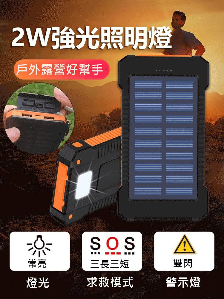 20000毫安防水太陽能充電寶