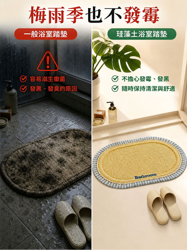 【防黴防滑吸水速乾易清洗】亞麻矽藻泥地墊