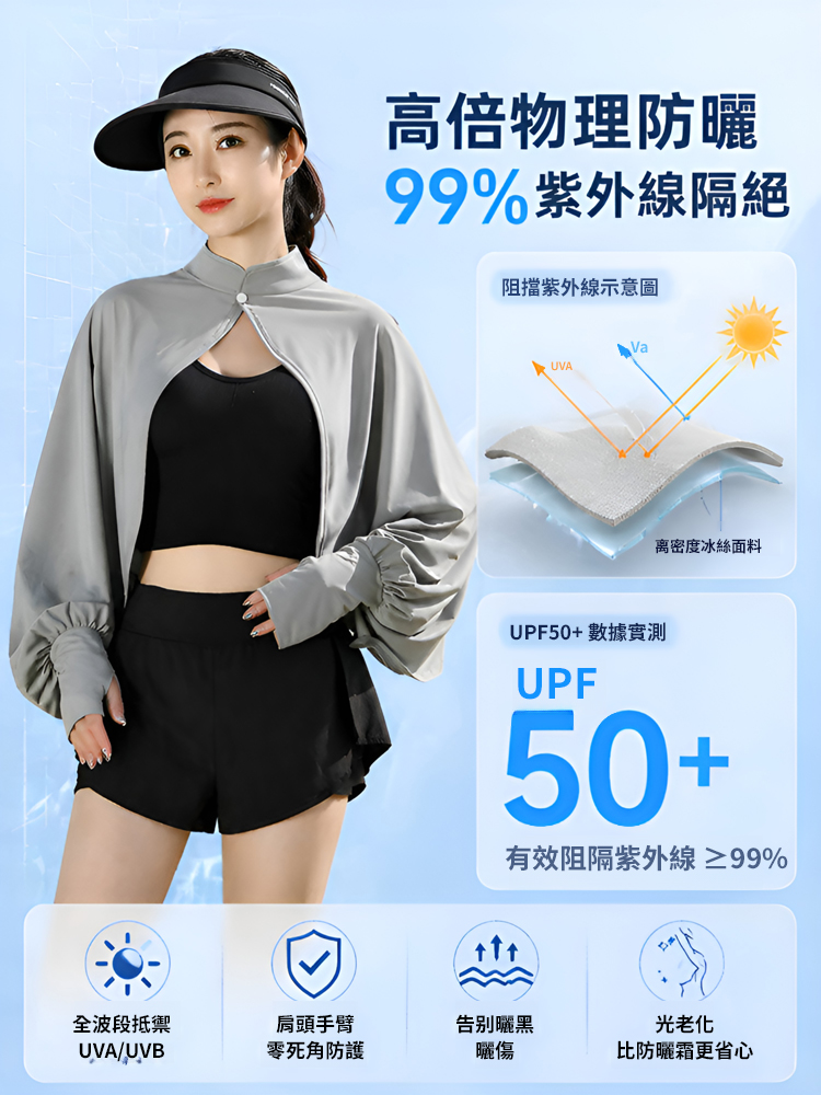 【曝曬不黑】冰絲防曬披肩