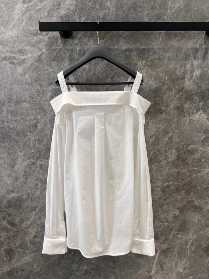 DIO25SS White One Shoulder Blouse