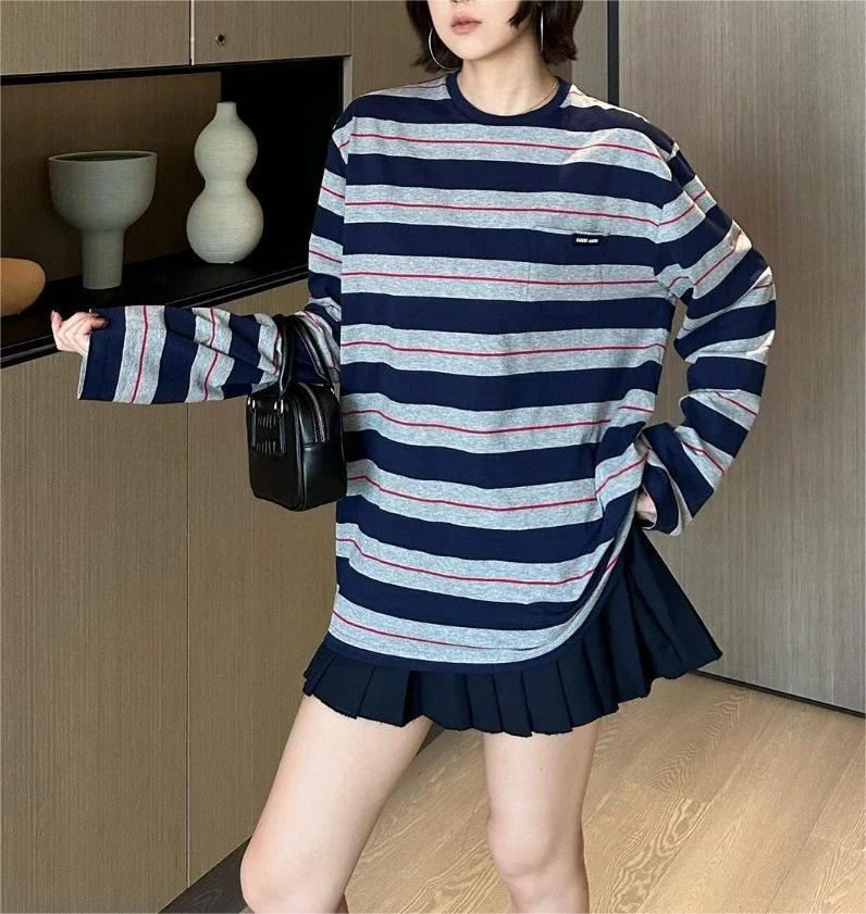MIU25SS Striped Long Sleeve Top