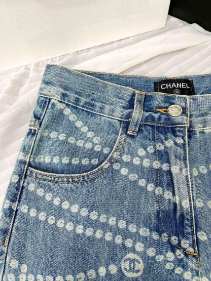 CHAN 25SS Printed Straight Leg High Waist Jeans