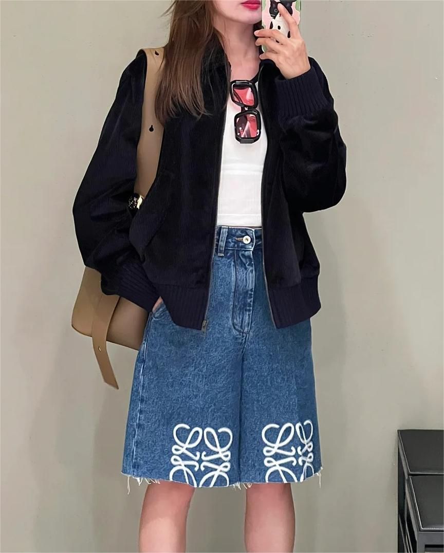 LOE denim five-quarter pants