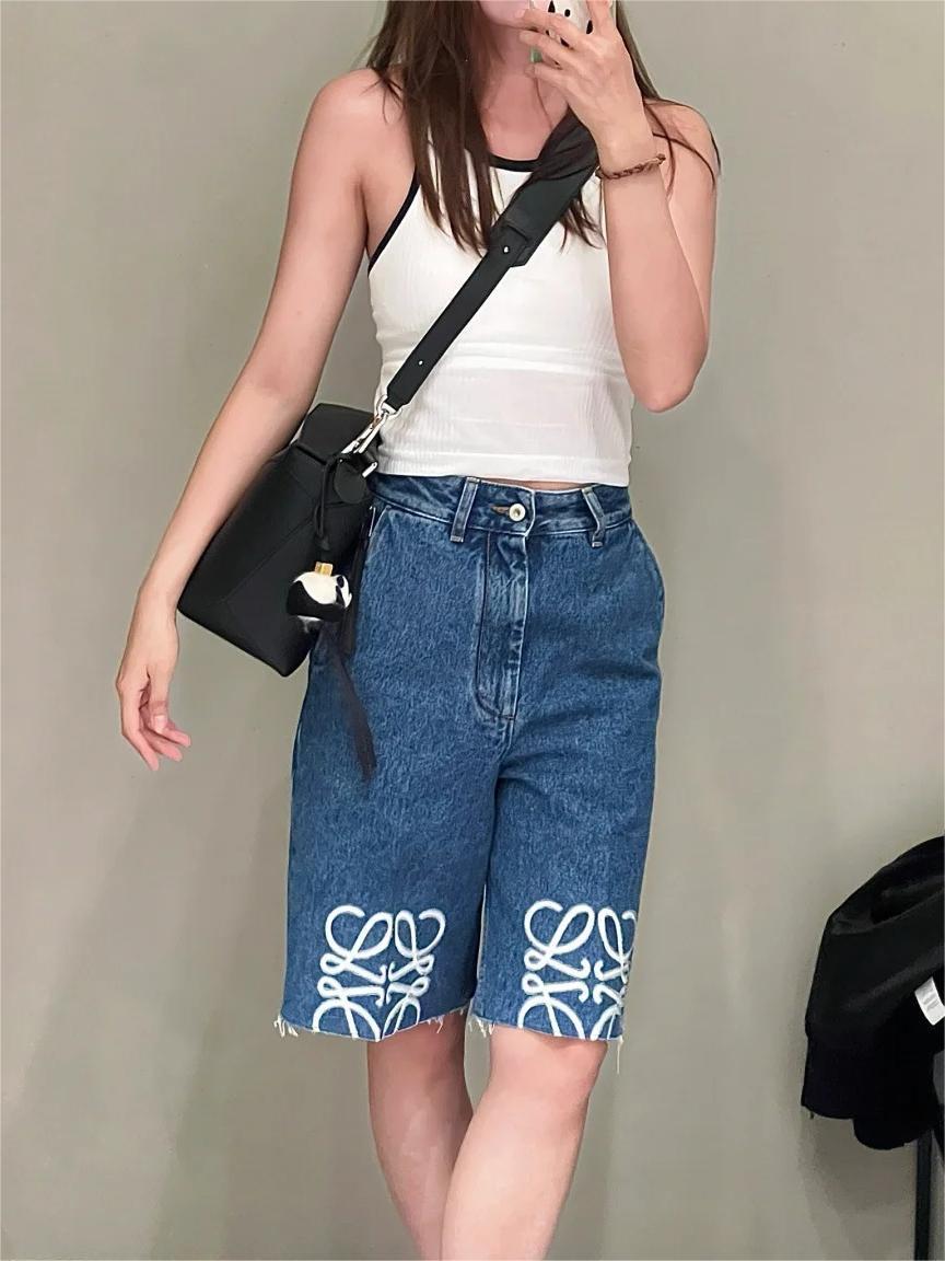 LOE denim five-quarter pants