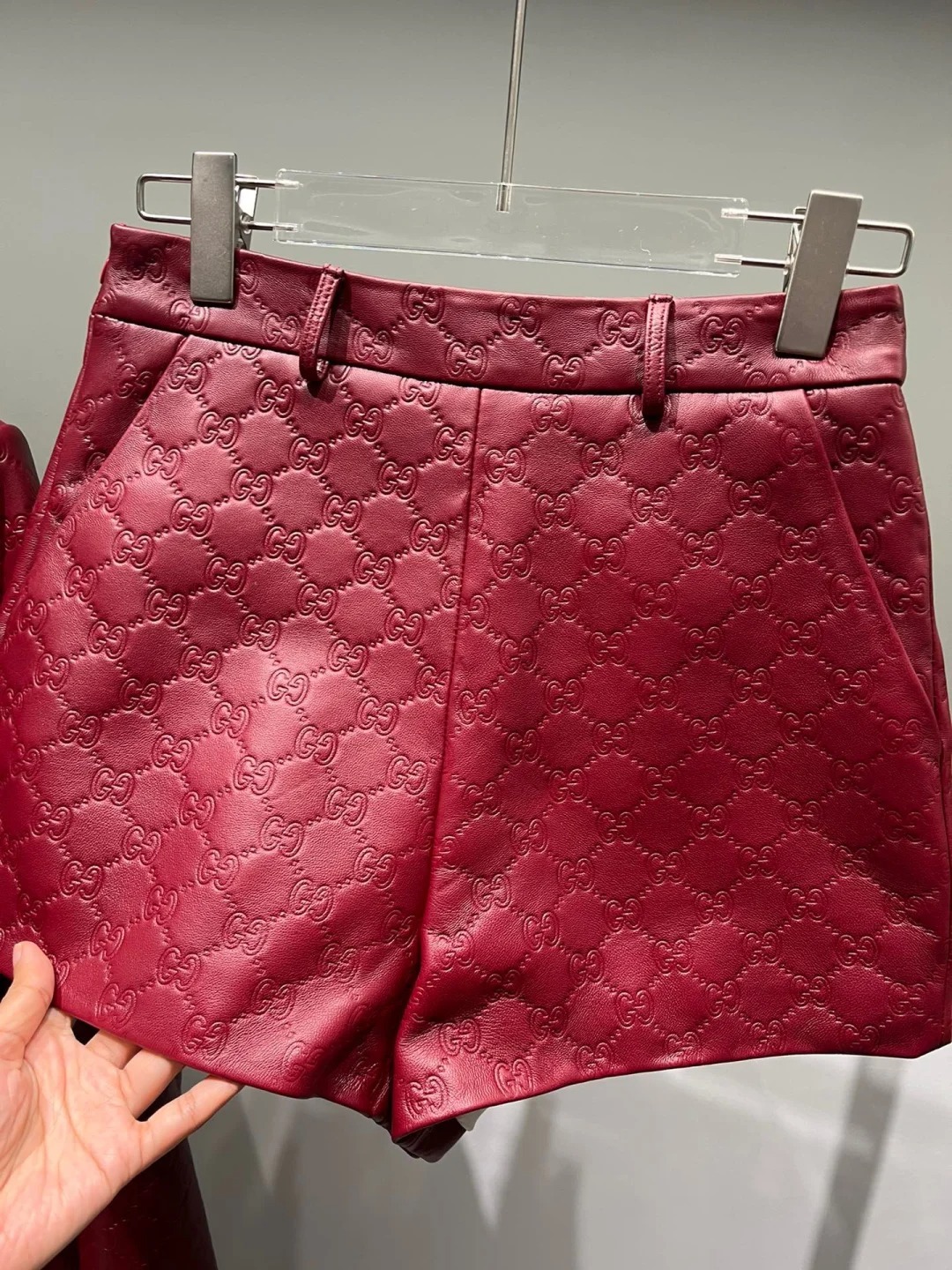 GG Sheepskin Embossed Motorcycle Leather Jacket