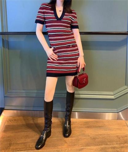 Gucc25SS vintage black, white and red colourway knit dress