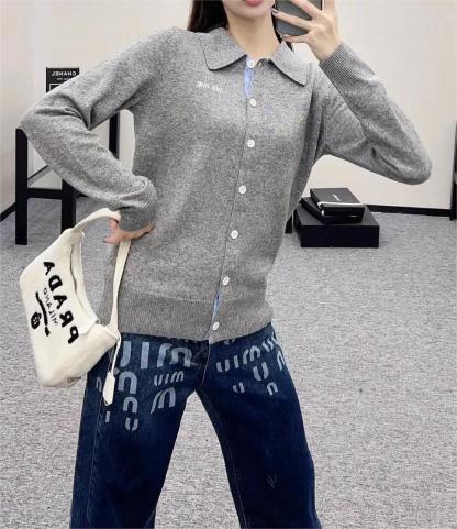 MIU25SS polo single-breasted cardigan