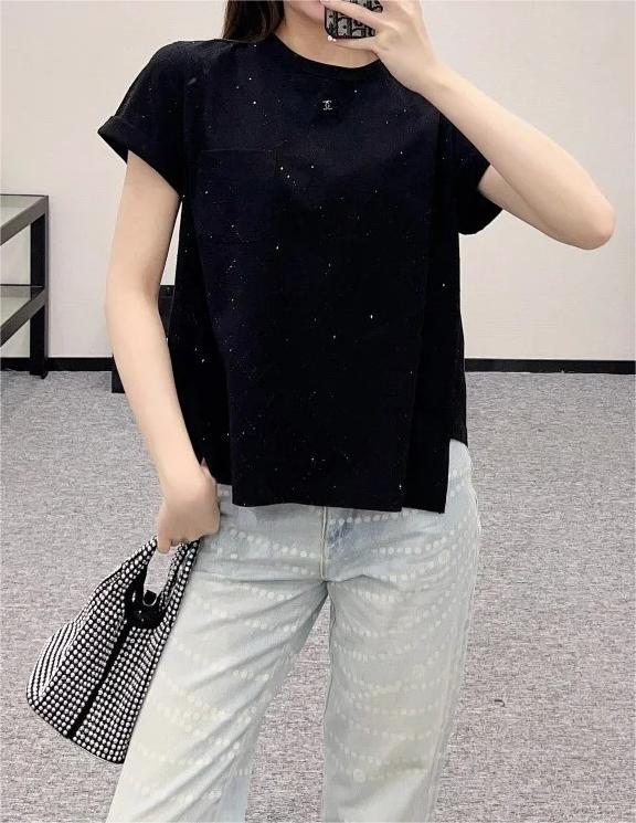 CHANE25SS Heavy Diamante Backless T-Shirt