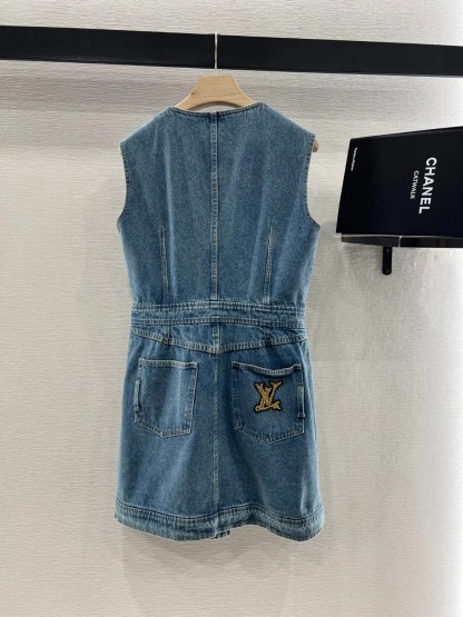 Louis Vuit25SS Sleeveless Vintage Denim Dress