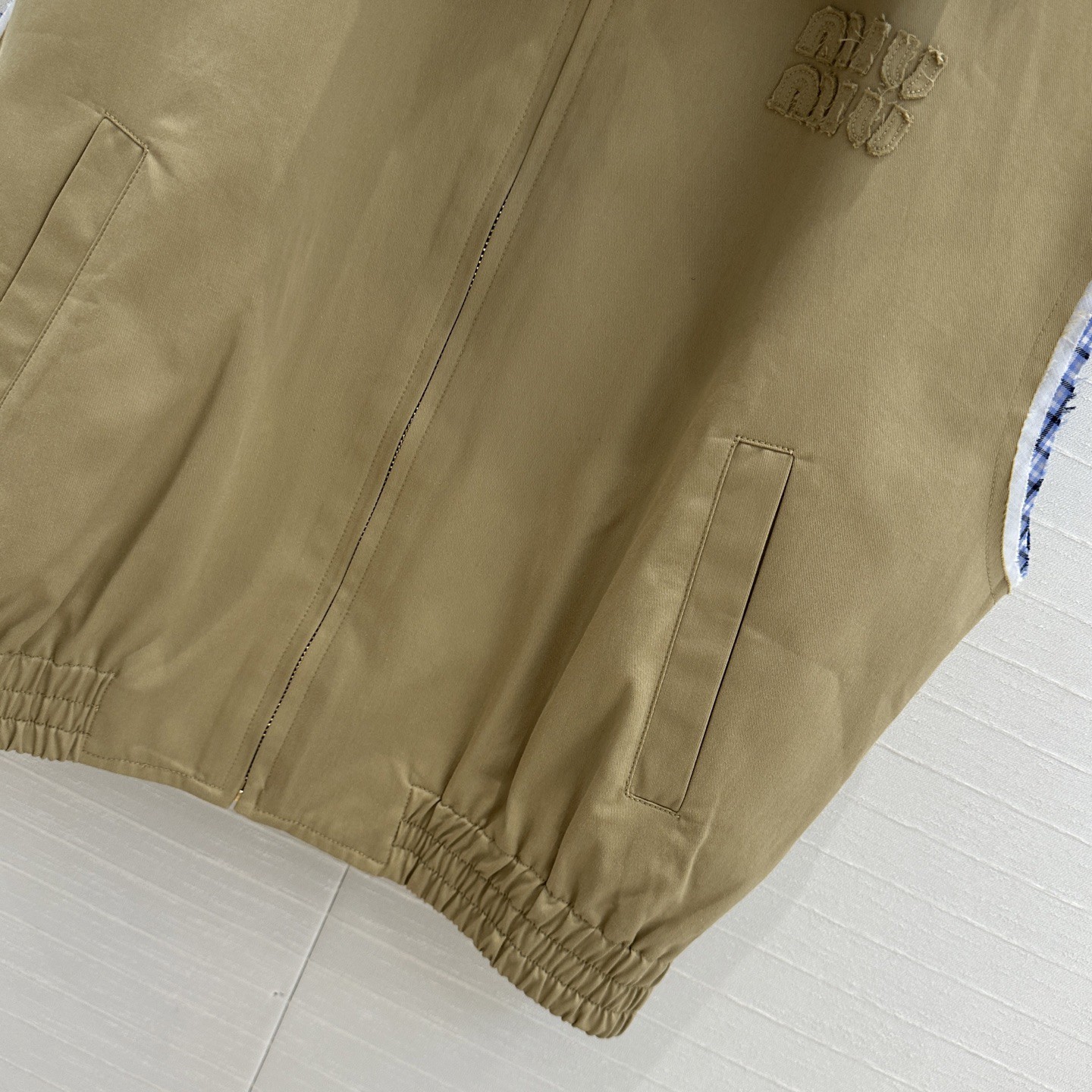 MIU new blue plaid collar curry vest jacket