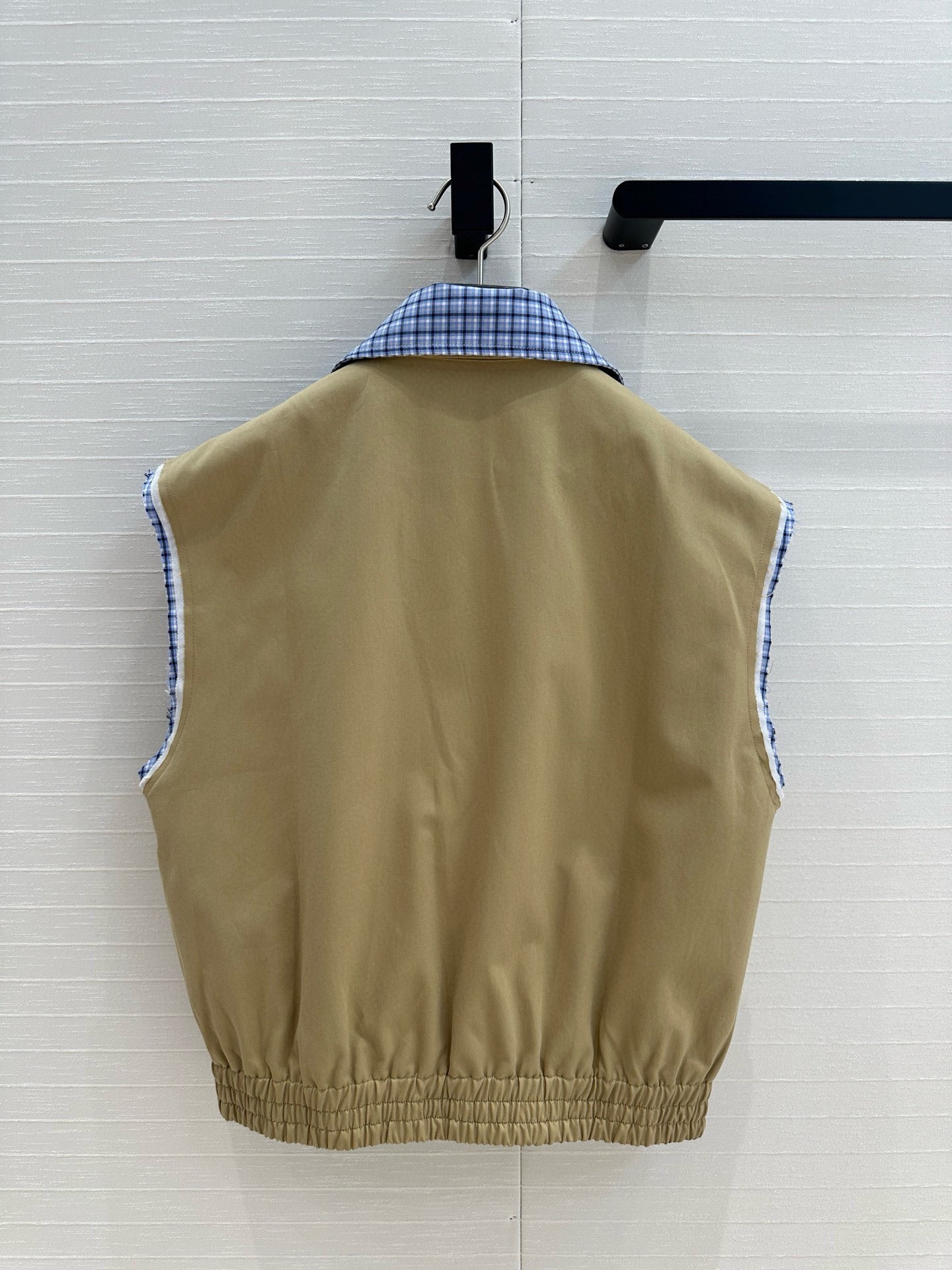 MIU new blue plaid collar curry vest jacket