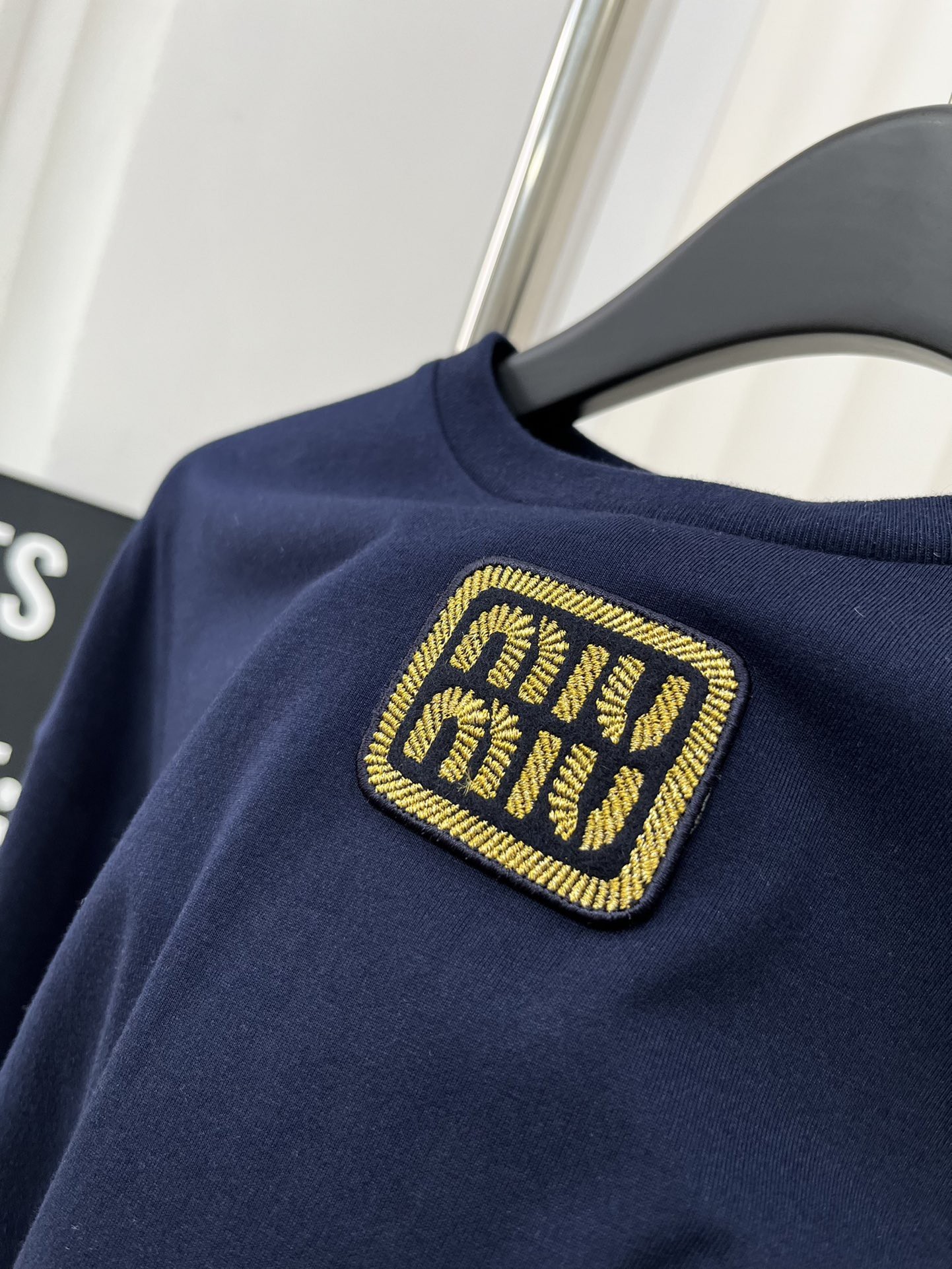 Miu Gold Label Embroidered Round Neck Long Sleeve