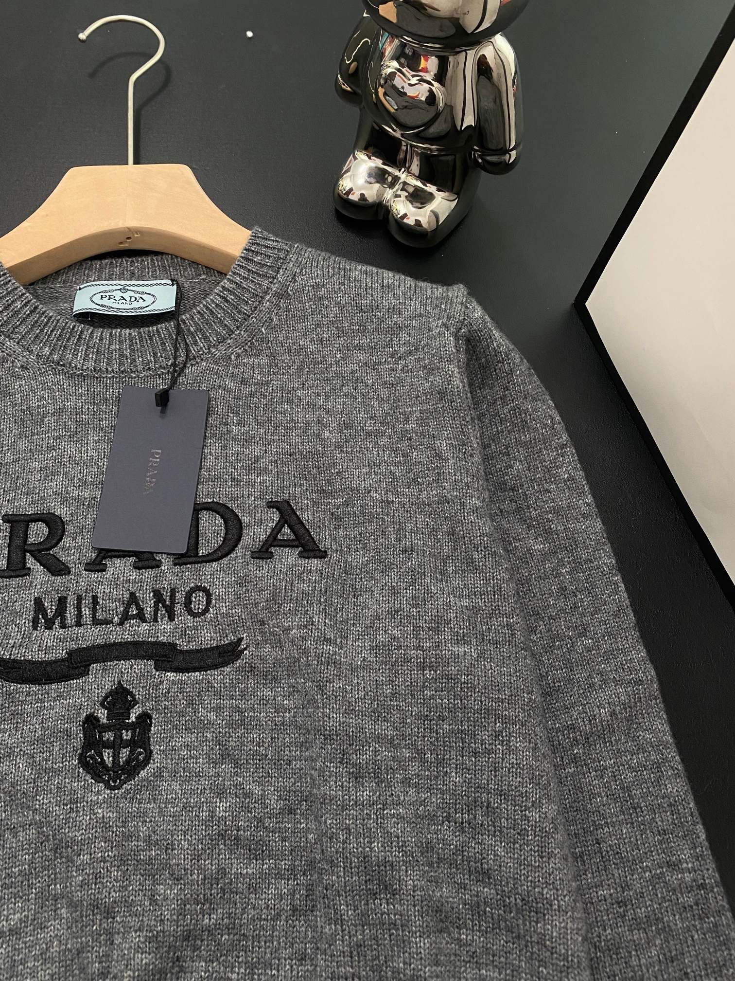 PRAD25SS Monogrammed Embroidered Long Sleeve Sweater