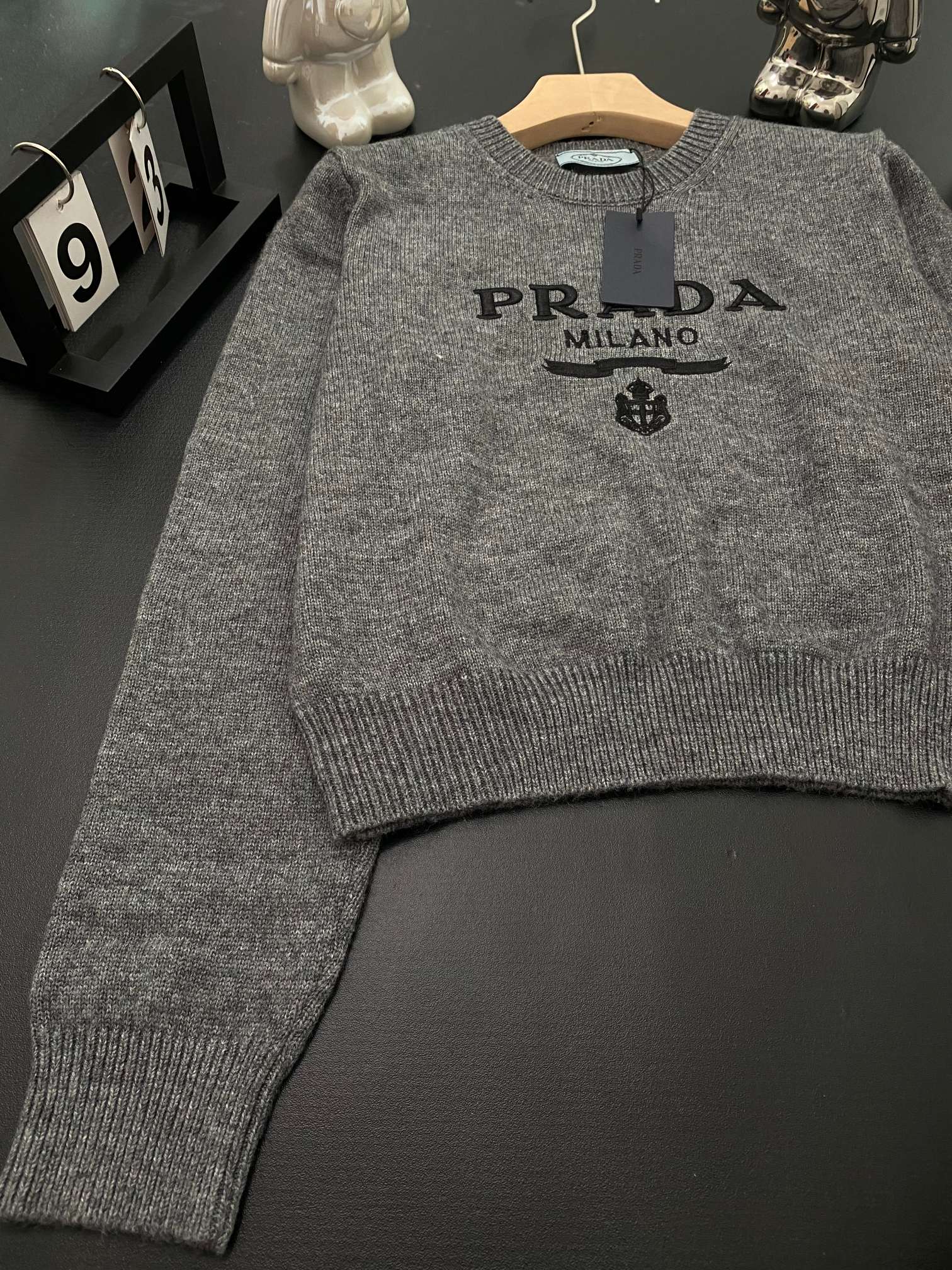 PRAD25SS Monogrammed Embroidered Long Sleeve Sweater