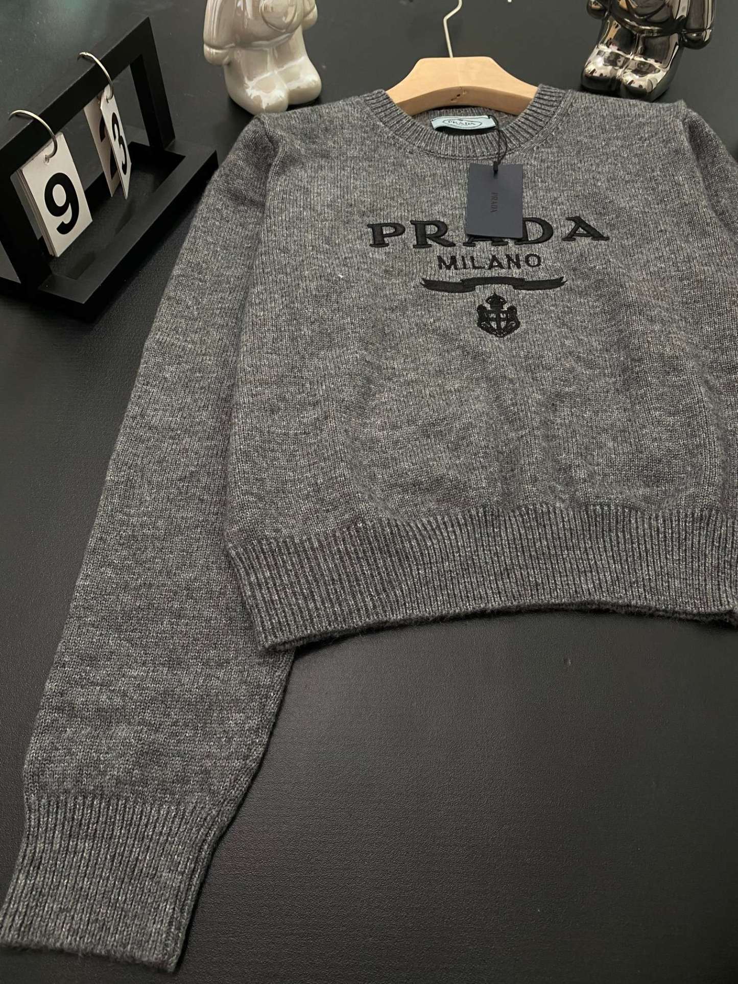 PRAD25SS Monogrammed Embroidered Long Sleeve Sweater