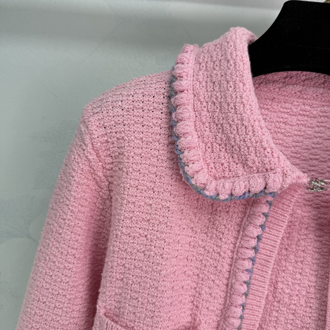 CHANE25SS Chain and Pearl Short Cardigan