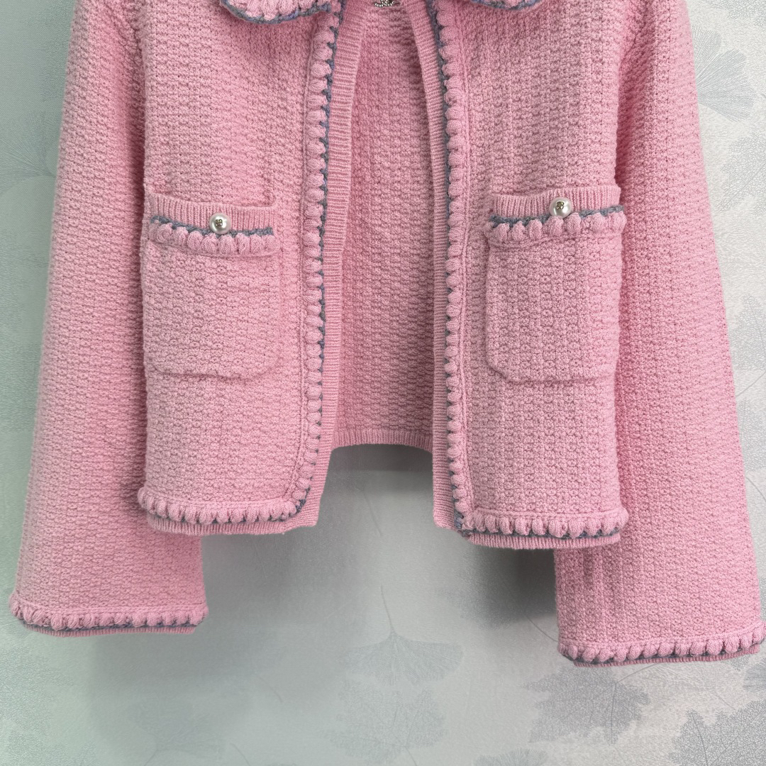 CHANE25SS Chain and Pearl Short Cardigan