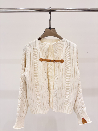 Louis Vuit25SS Belt Buckle Simple Knit Cardigan