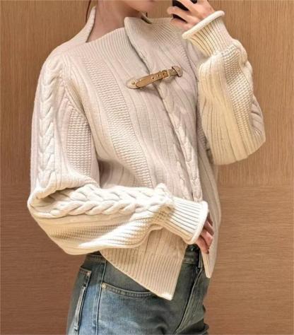 Louis Vuit25SS Belt Buckle Simple Knit Cardigan