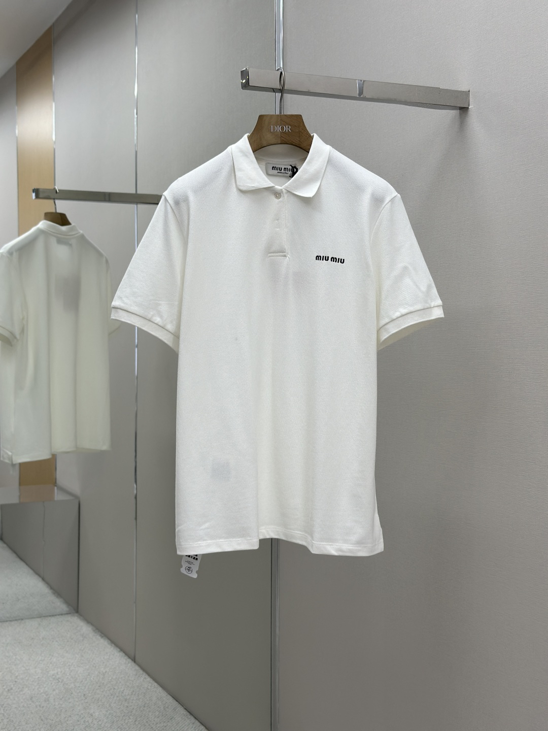 MIU25SS embroidered logo lapel polo shirt