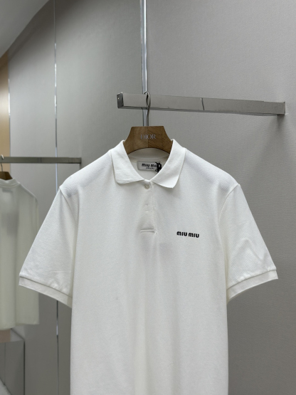 MIU25SS embroidered logo lapel polo shirt