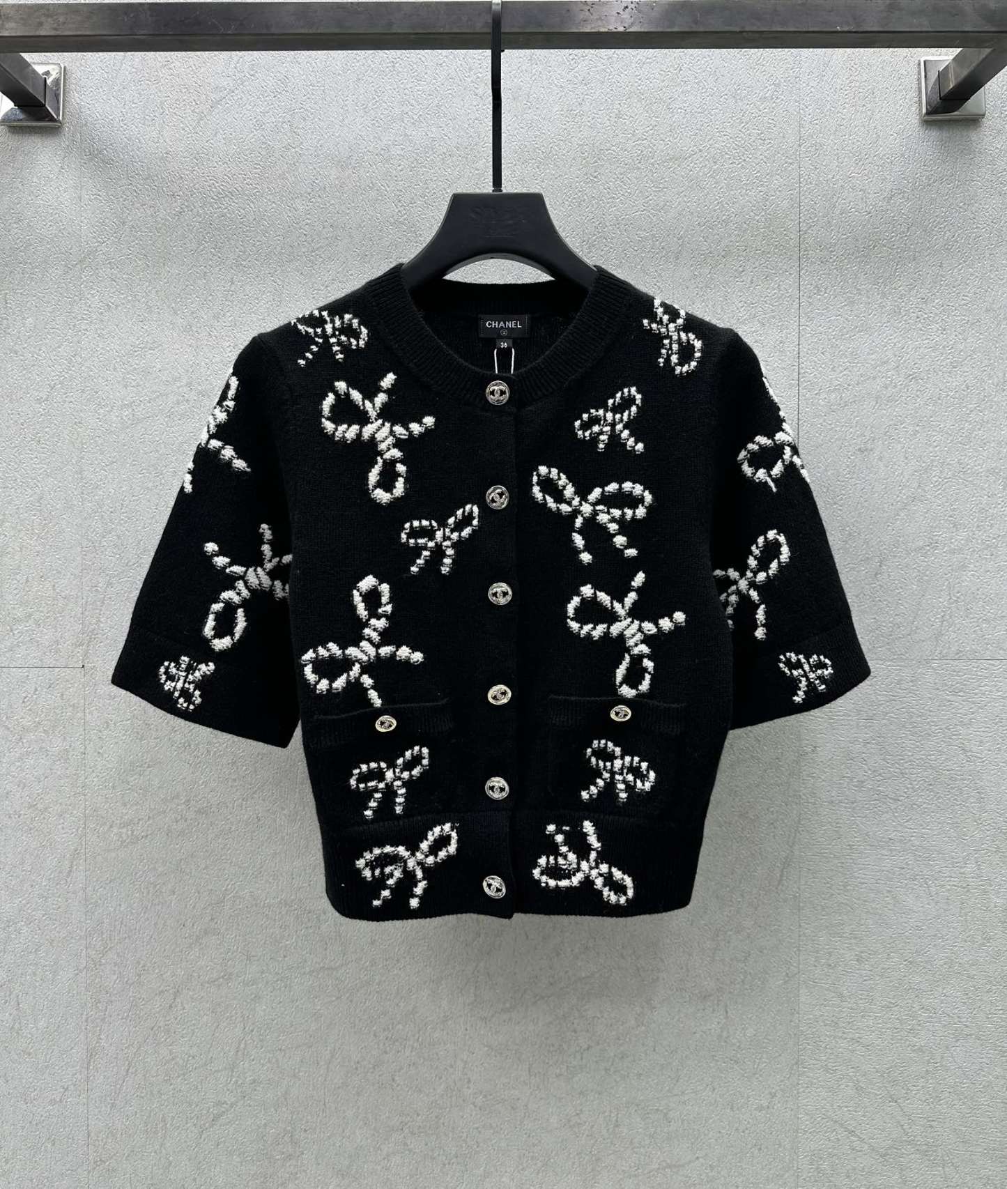 CHANE Floral Cashmere Short Sleeve Cardigan