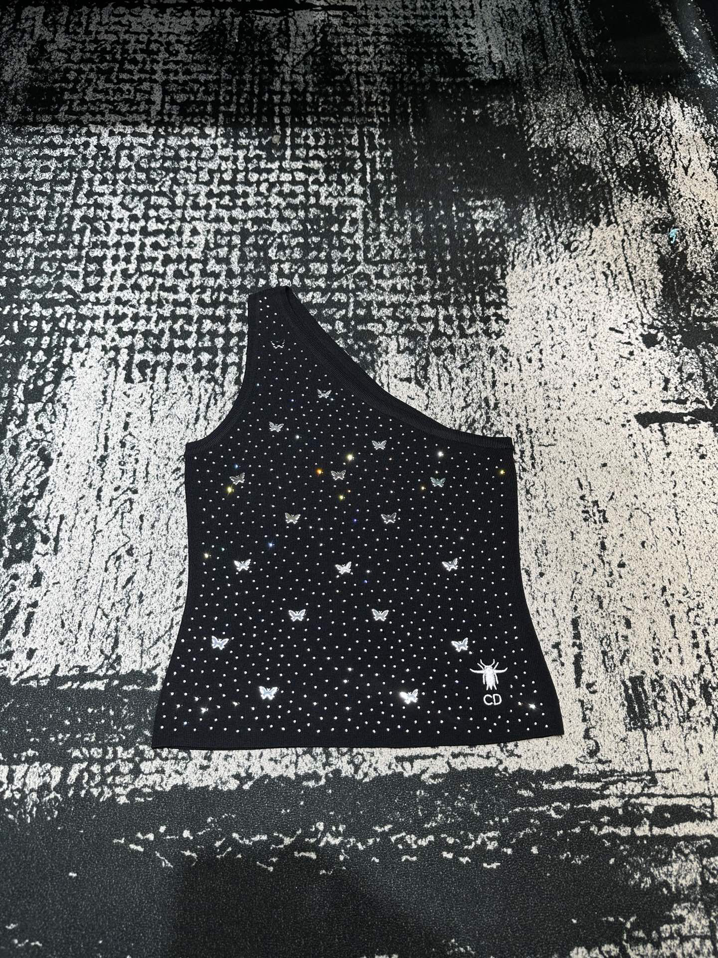 DOR25 summer new full hot diamond heavy section slant shoulder undershirt